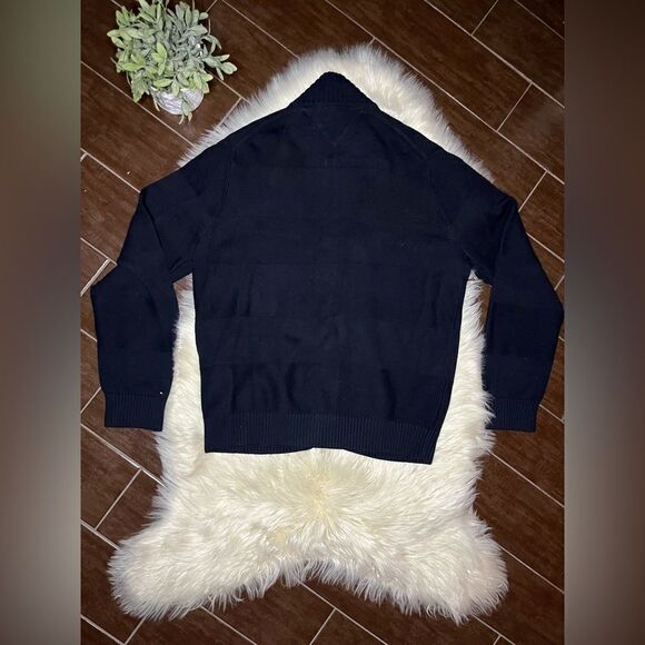 Tommy Hilfiger black zip up mock neck sweater sz XL - Picture 4 of 7